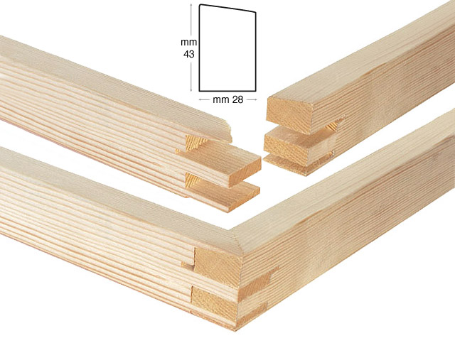 Keilrahmenleisten Tannenholz 28x43 mm - Länge 50 cm