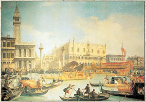 Poster auf Keilrahmen: Canaletto: Il Bucintoro 125x88