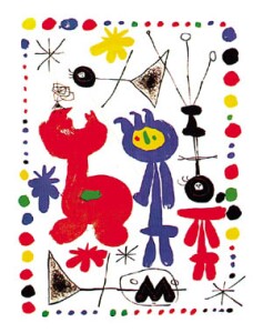 Poster: Mirò: Personnage et Oiseaux -  60x80 cm