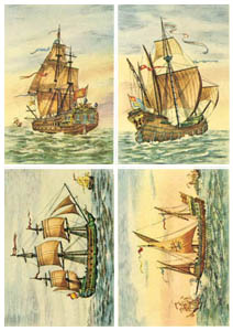 Drucke: Segelschiffe - Serie zu 4 Stück 50x35 cm 