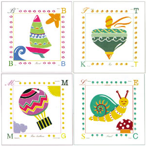 Serie von 4 Drucken: Baby Alphabet 30x30 cm