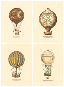 Serie von 4 Drucken: Montgolfieren - 25x35 cm