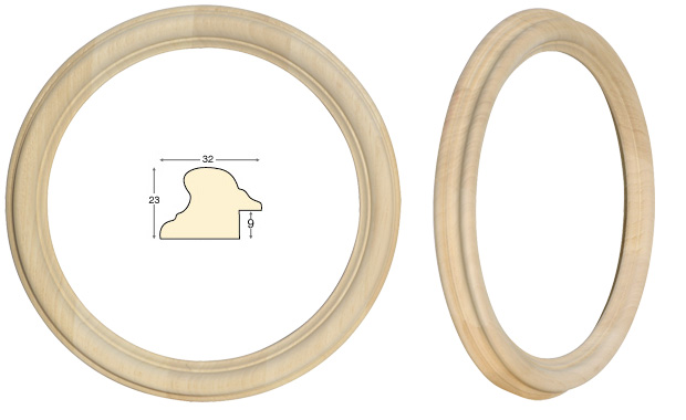 Runde Rahmen rohes Holz Durchmesser 24 cm
