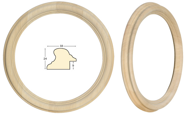 Runde Rahmen rohes Holz Durchmesser 30 cm