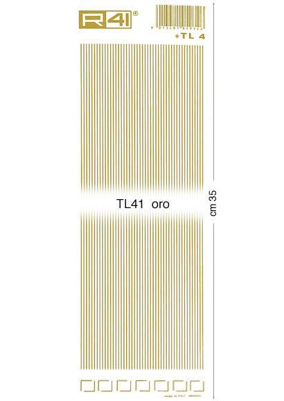 Übertragbare Dekorationen: Blatt 35x9 cm Linien Gold