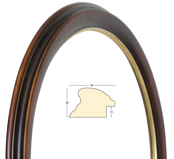 Runde Rahmen Anitknuss mit Goldrand ø  60 cm