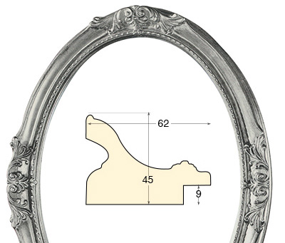 Ovalrahmen mit Dekor 40x50 cm Silberfinish