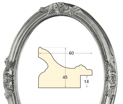 Ovalrahmen mit Dekor 50x70 cm Silberfinish