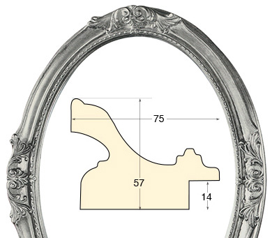 Ovalrahmen mit Dekor 60x80 cm Silberfinish