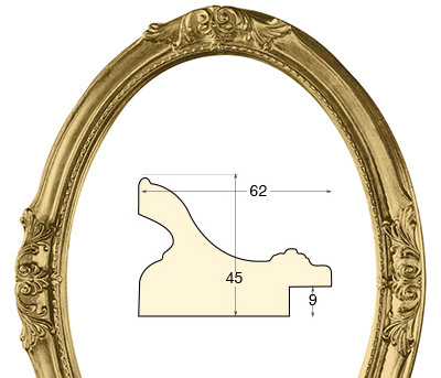 Ovalrahmen mit Dekor 40x50 cm Goldfinish