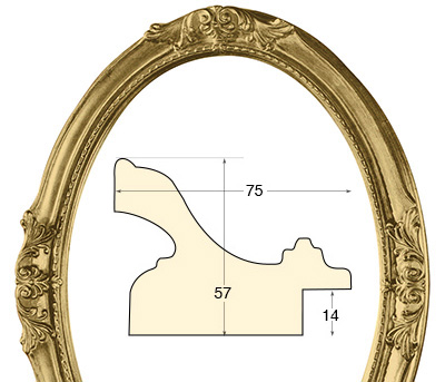 Ovalrahmen mit Dekor 60x80 cm Goldfinish