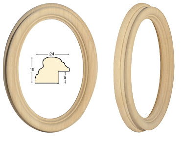 Ovalrahmen rohes Holz 9x12 cm
