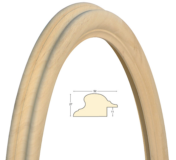 Ovalrahmen rohes Holz 35x45 cm