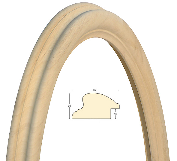 Ovalrahmen rohes Holz 50x60 cm