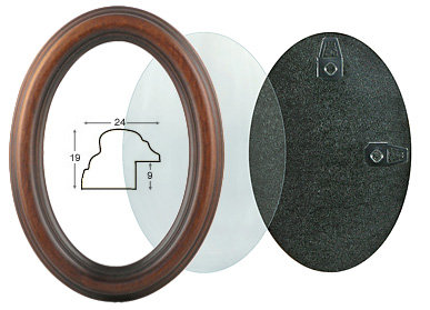 Ovalrahmen Nuss mit Glas und Rückwand  9x12 cm