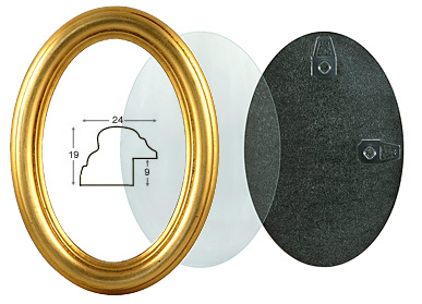 Ovalrahmen Gold mit Glas und Rückwand 9x12 cm