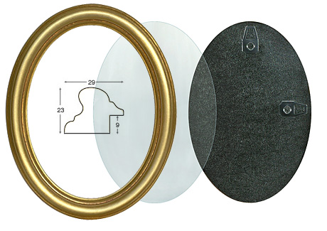 Ovalrahmen Gold mit Glas und Rückwand 13x18c m