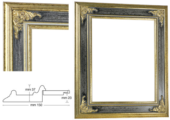 Venezianischer Rahmen graue Rille 35x45 cm leer