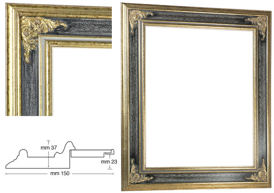 Venezianischer Rahmen graue Rille 45x60 cm leer