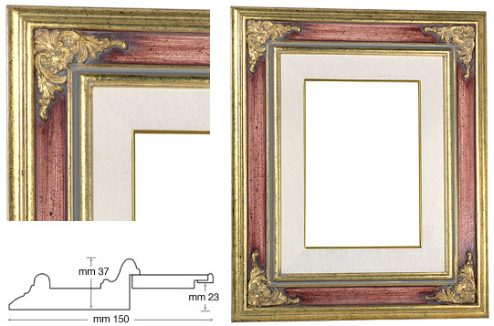 Rahmen Venezia rote Rille 25x35 cm mit Passepartout