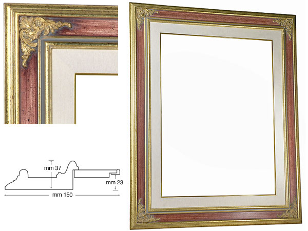 Rahmen Venezia rote Rille 60x80 cm mit Passepartout