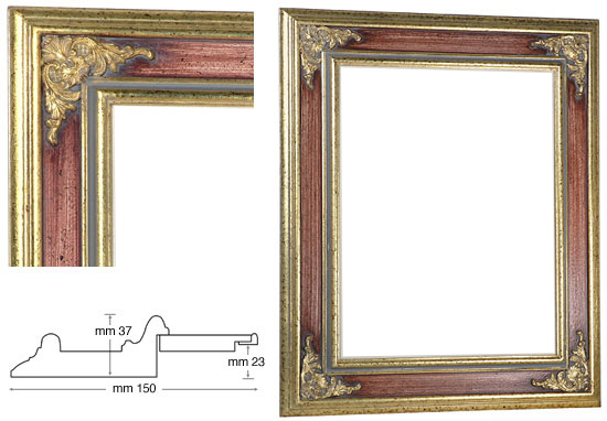 Venezianischer Rahmen rote Rille 35x45 cm leer