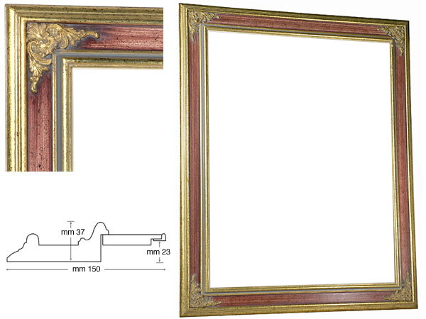 Venezianischer Rahmen rote Rille 70x90 cm leer