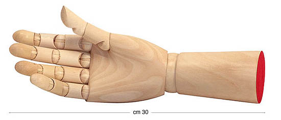 Rechte Hand aus glattem Holz - 30 cm