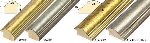 Bilderleiste keilgezinkte Pinie 25mm breit 19 hoch gewölbt - Gold