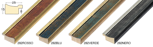 Bilderleiste keilgezinktes Ayous 25 mm  Gold roter Streifen