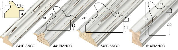 Bilderleiste keilgezinkte Tanne 24 mm breit 21 hoch - weiss shabby