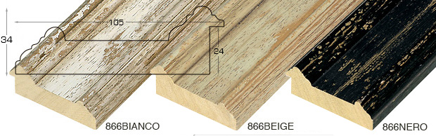 Bilderleiste Ayous Breite 105 mm rustikaler Finish weiss