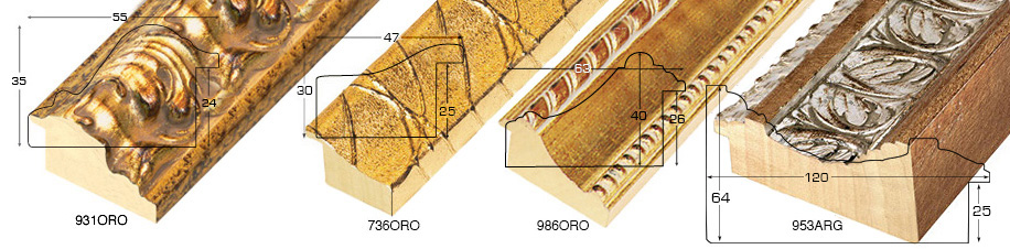 Bilderleiste Ayous Breite 55 mm Höhe 35 Gold Reliefdekor