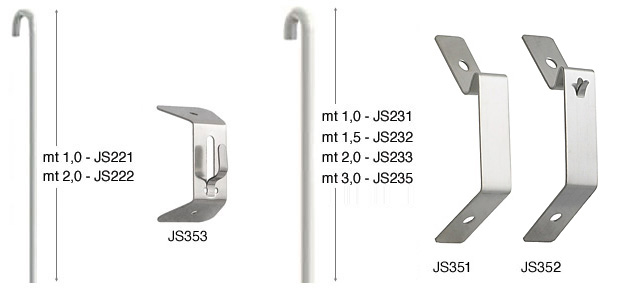 Weisse vertikale Stahlschiene - Durchmesser 2 mm - 1 m