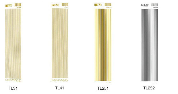 Übertragbare Dekorationen: Blatt 35x9 cm Linien Gold