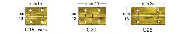 Scharniere aus vermessingtem Eisen 13x15 mm - 1000 Stück