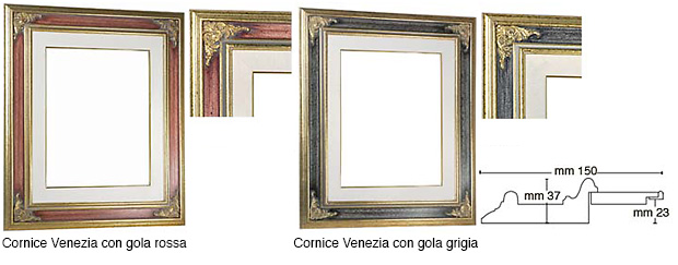 Rahmen Venezia rote Rille 24x30 cm mit Passepartout