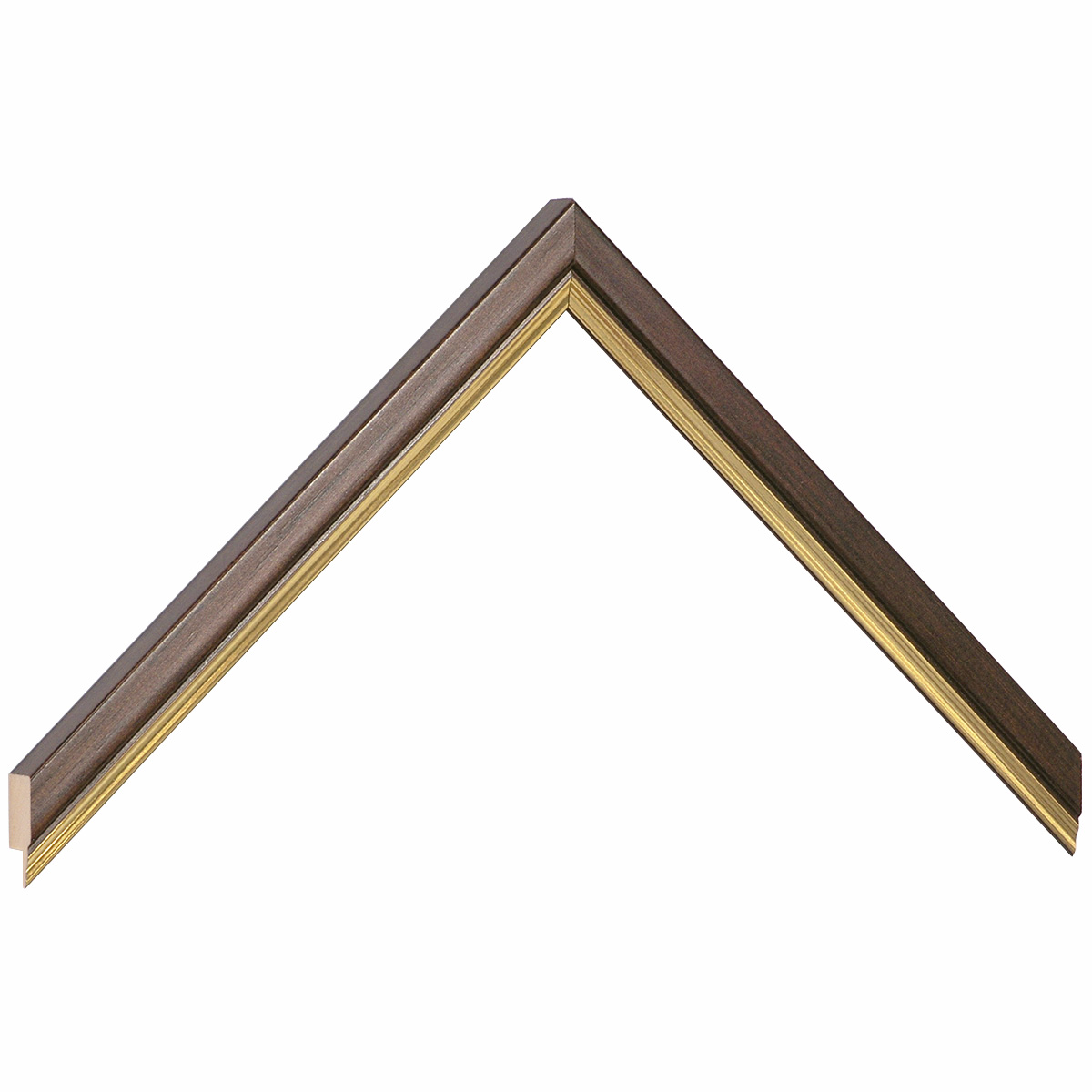 Bilderleiste Ayous 15 mm breit 15 hoch - Nuss mit Goldstreifen - Musterwinkel
