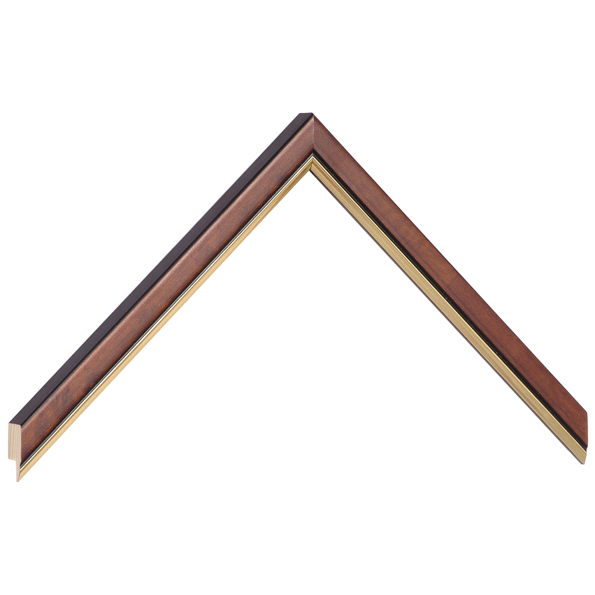 Bilderleiste furniert 15 mm breit 14 hoch - Nuss mit Golsstreifen - Musterwinkel