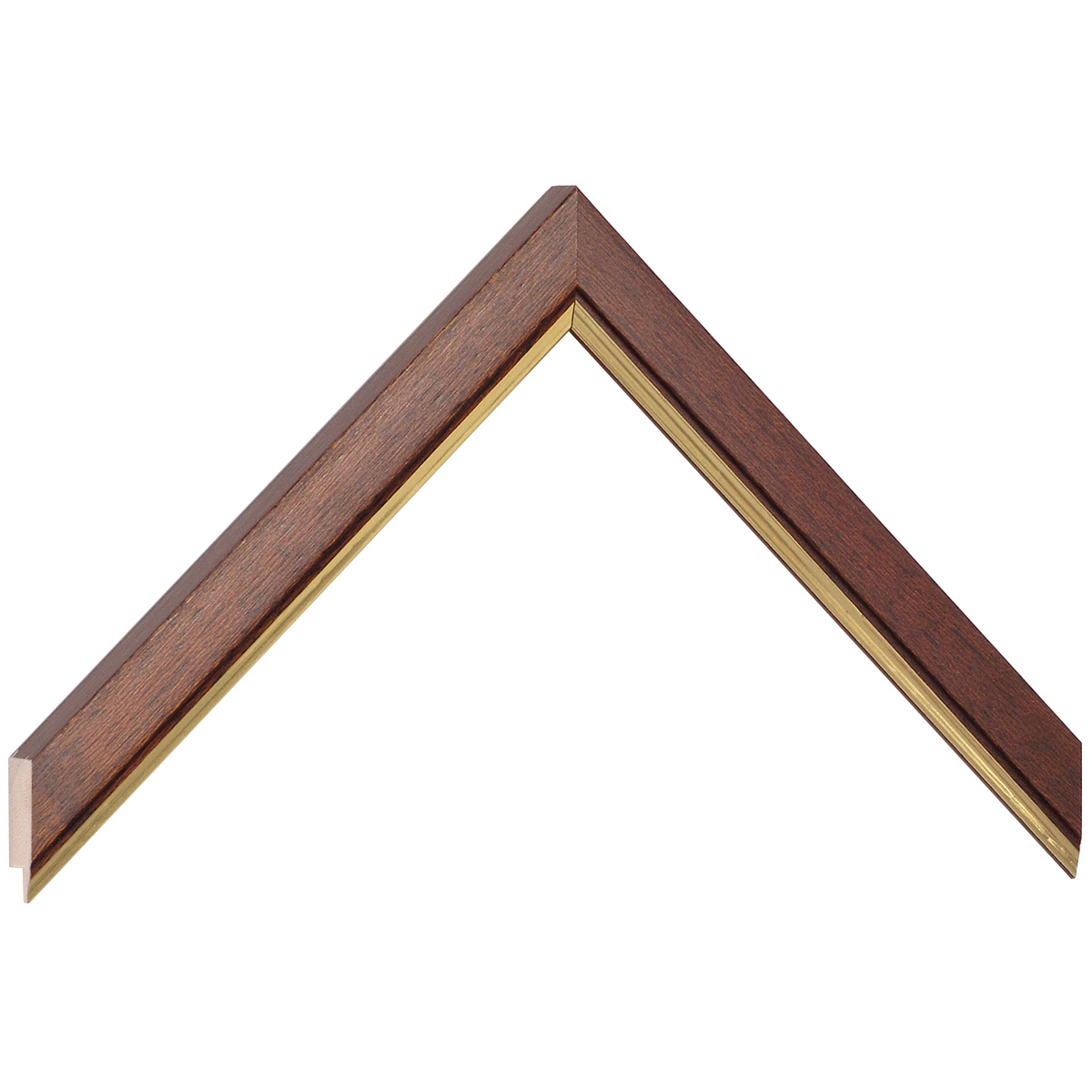 Bilderleiste keilgezinkte Pinie 20 mm breit 13 hoch - Nuss Goldstreifen - Musterwinkel