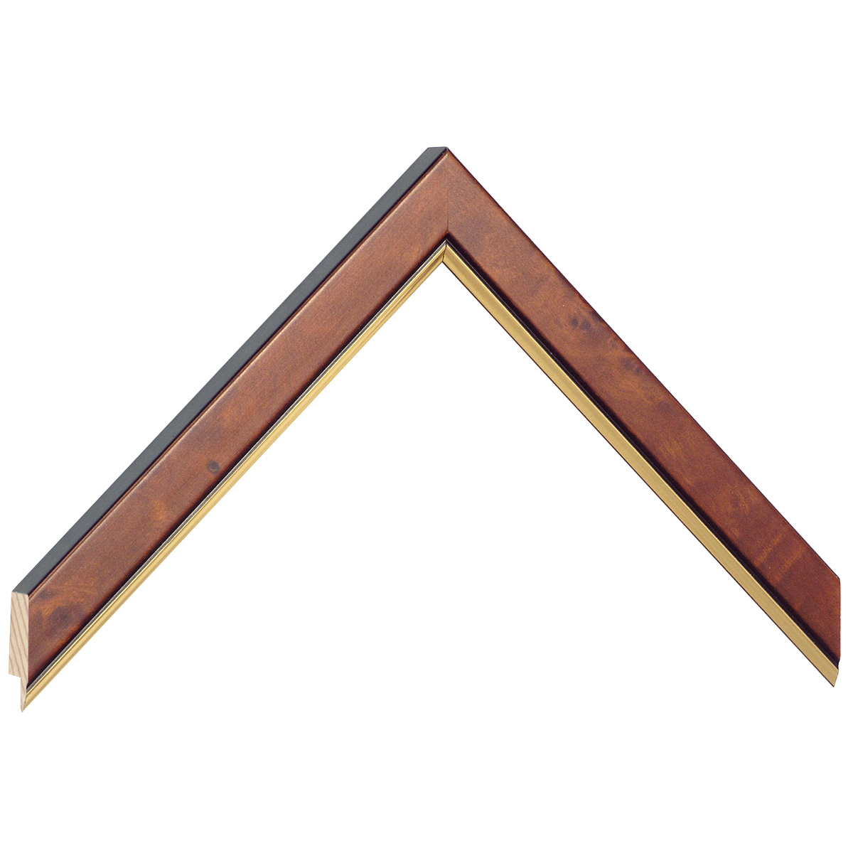 Bilderleiste furniert 20 mm breit 14 hoch - Nuss mit Golsstreifen - Musterwinkel