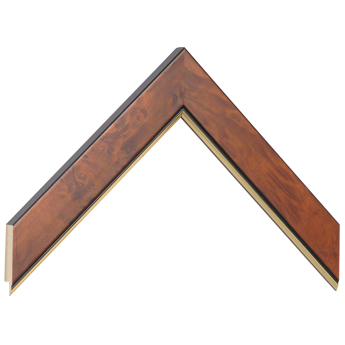 Bilderleiste furniert 30 mm breit 15 hoch - Nuss mit Golsstreifen - Musterwinkel