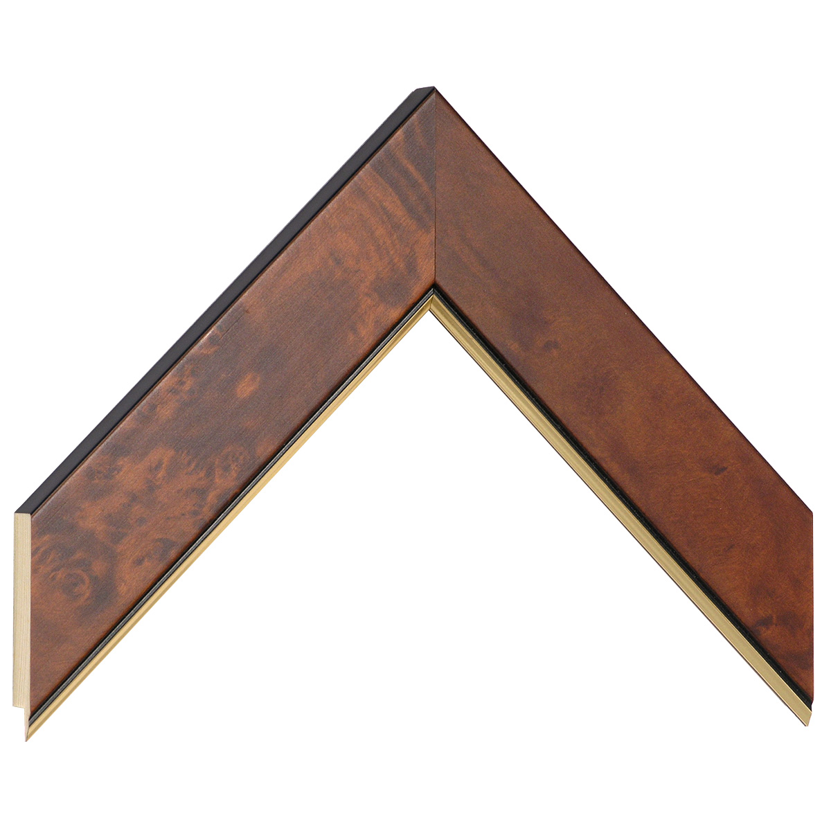 Bilderleiste furniert 40 mm breit 15 hoch - Nuss mit Golsstreifen - Musterwinkel