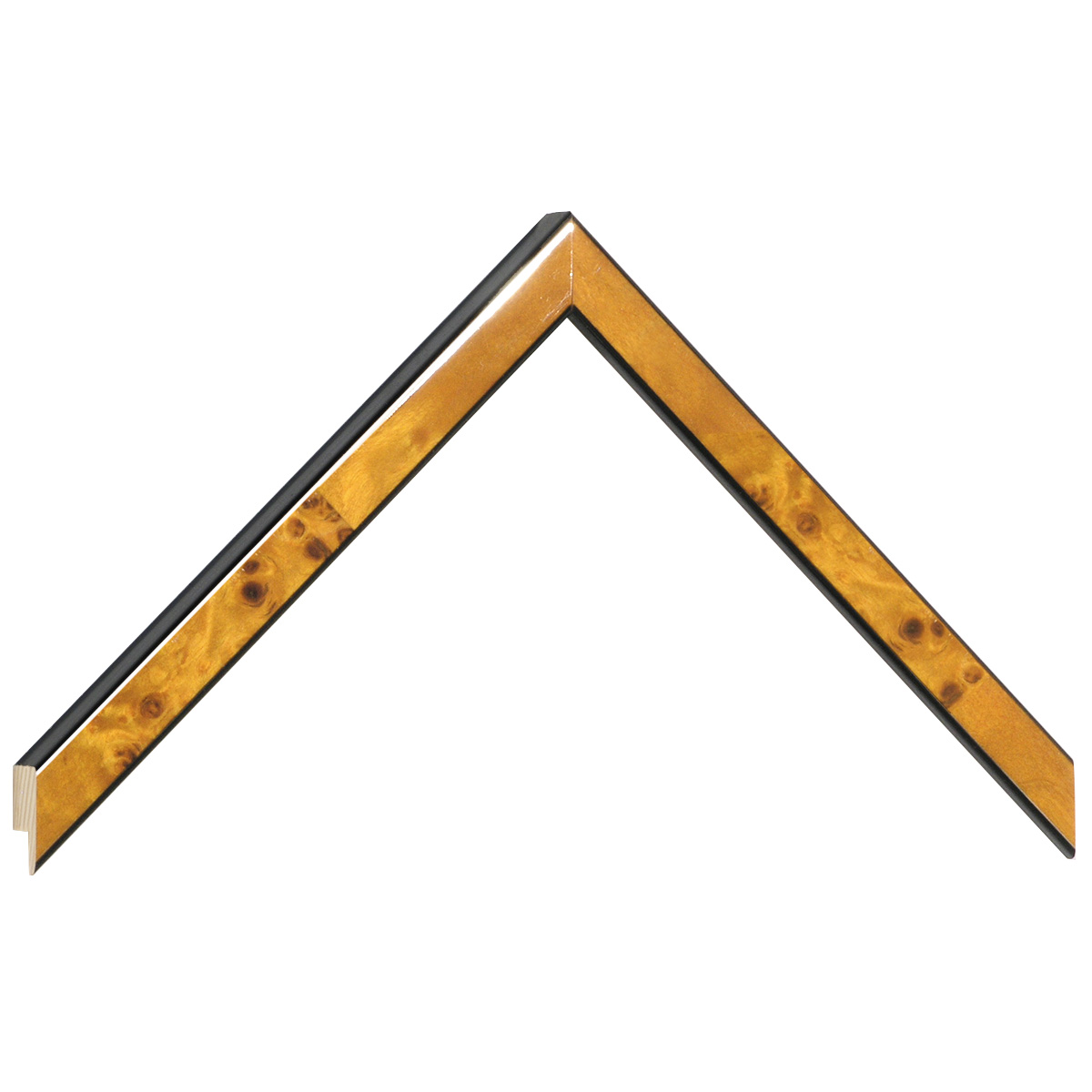 Bilderleiste furniert 150 mm breit 14 mm hoch - Glänzend Honigfarben - Musterwinkel