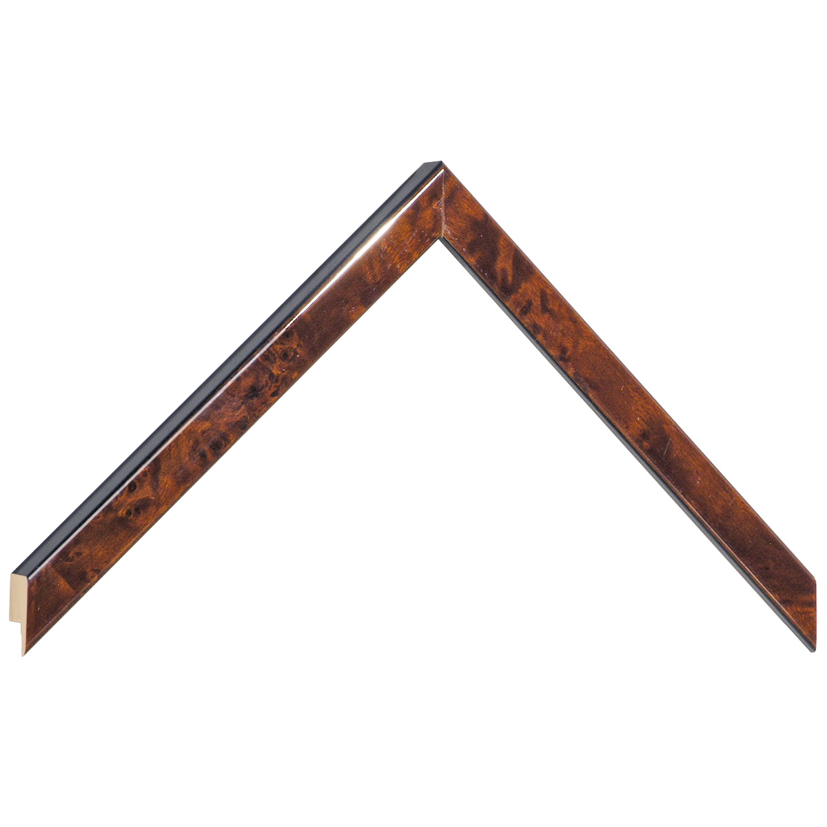 Bilderleiste furniert 15 mm breit 14 mm hoch - Glänzend Nussfarben - Musterwinkel