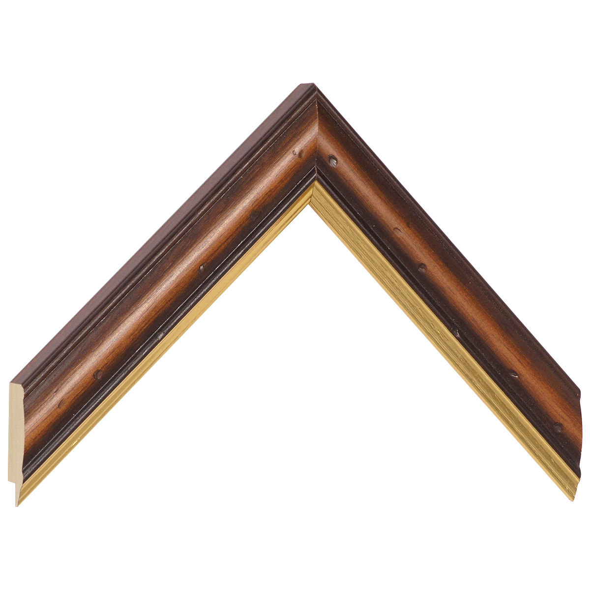 Bilderleiste Ayous 32 mm breit 18 mm hoch - Antiknuss Goldstreifen - Musterwinkel