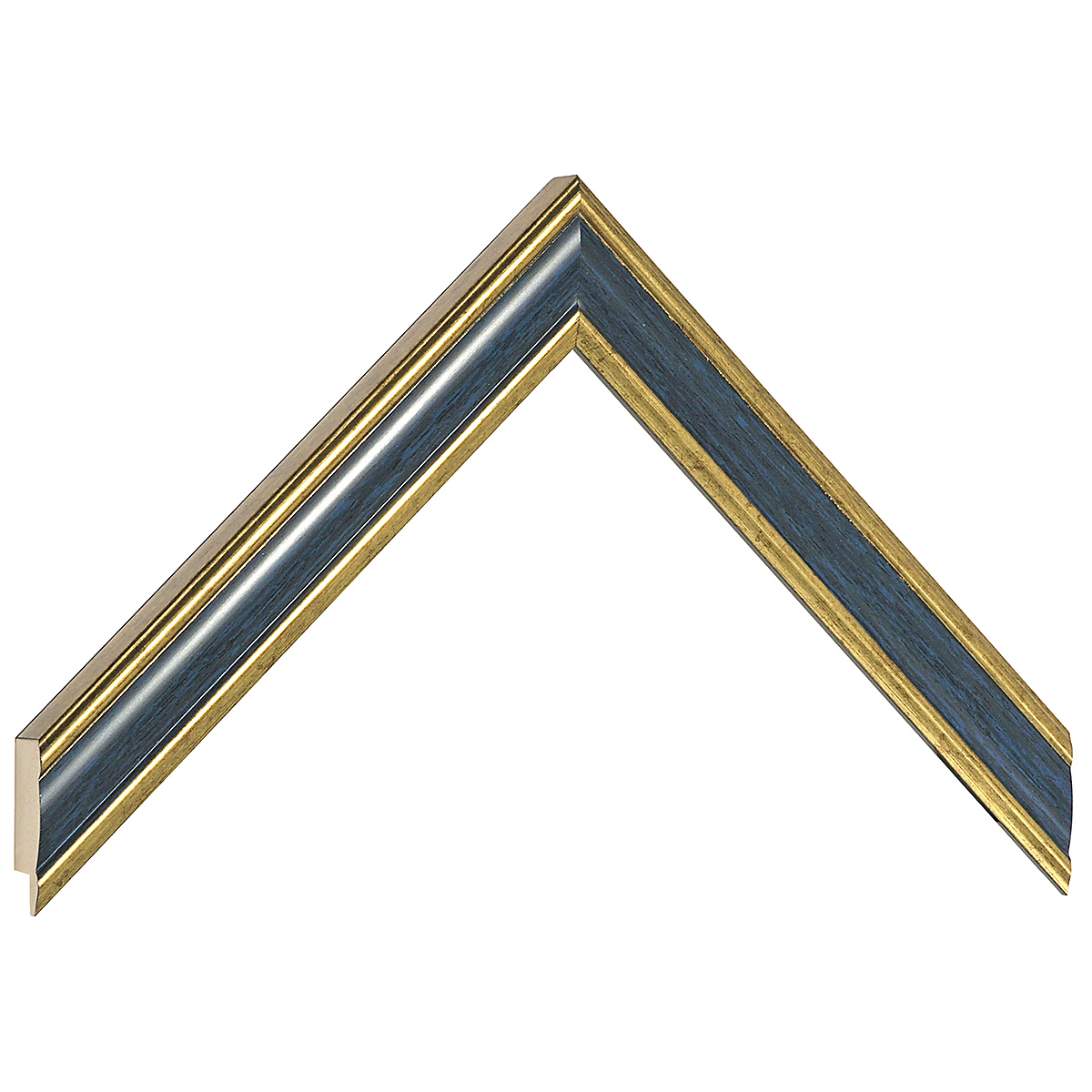 Bilderleiste keilgezinkte Pinie 23mm breit 14 hoch Gold blauer Streife - Musterwinkel