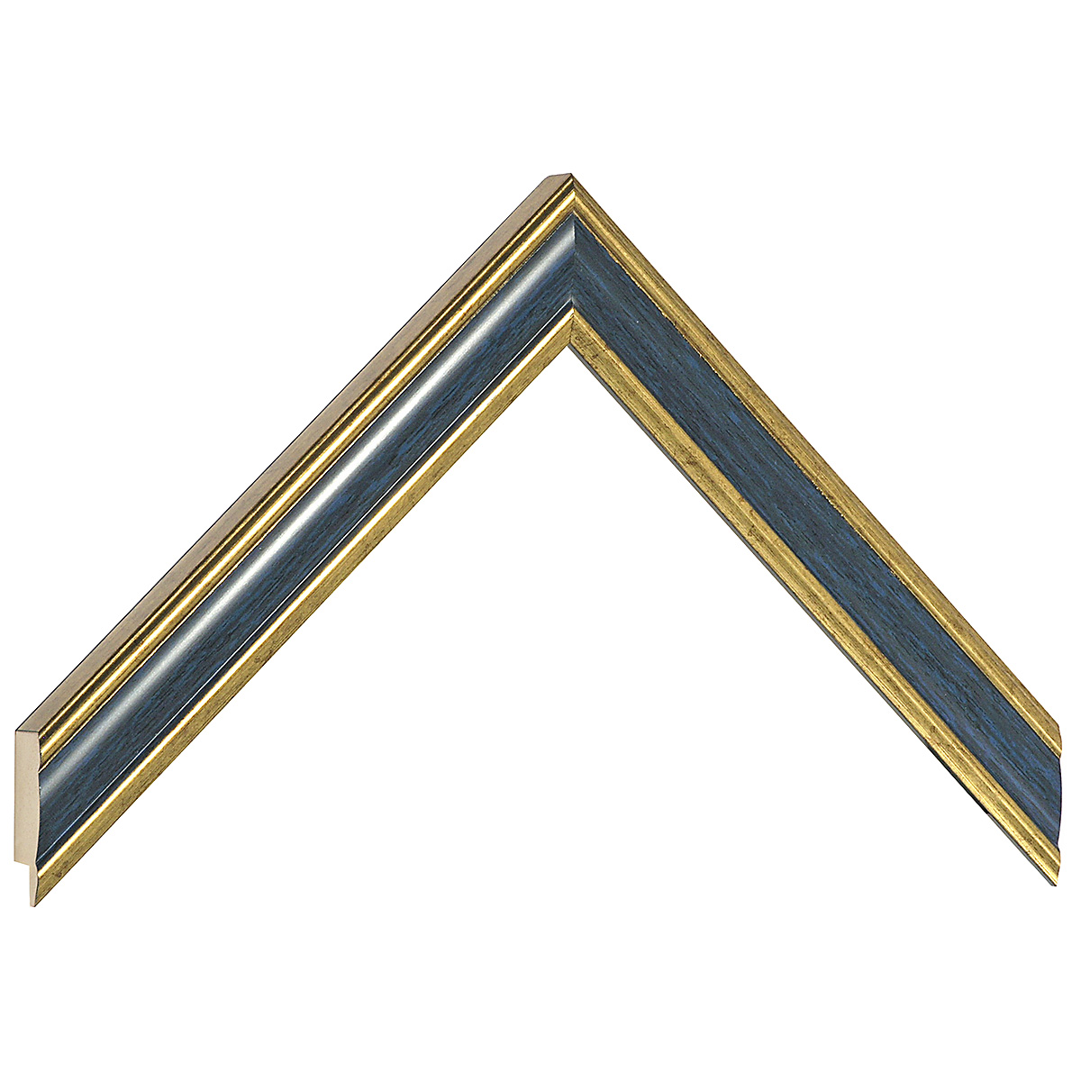 Bilderleiste keilgezinkte Pinie 24mm breit 13mm hoch - Gold mit Blau - Musterwinkel
