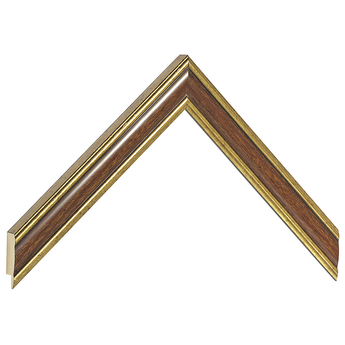 Bilderleiste keilgezinkte Pinie 24mm breit 13mm hoch - Gold mit Braun - Musterwinkel