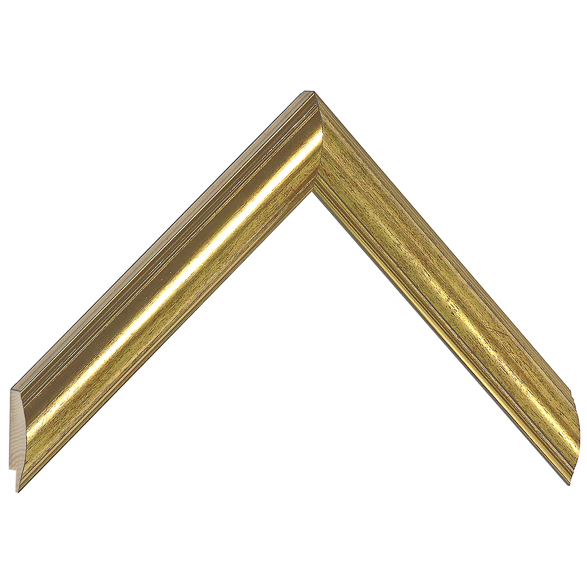 Bilderleiste keilgezinkte Pinie 25mm breit 19 hoch gewölbt - Gold - Musterwinkel
